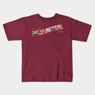 Greetings from Istanbul in Turkey Vintage style retro souvenir Kids T-Shirt